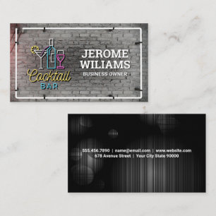 Neon Lights   Brick Wall Business Card