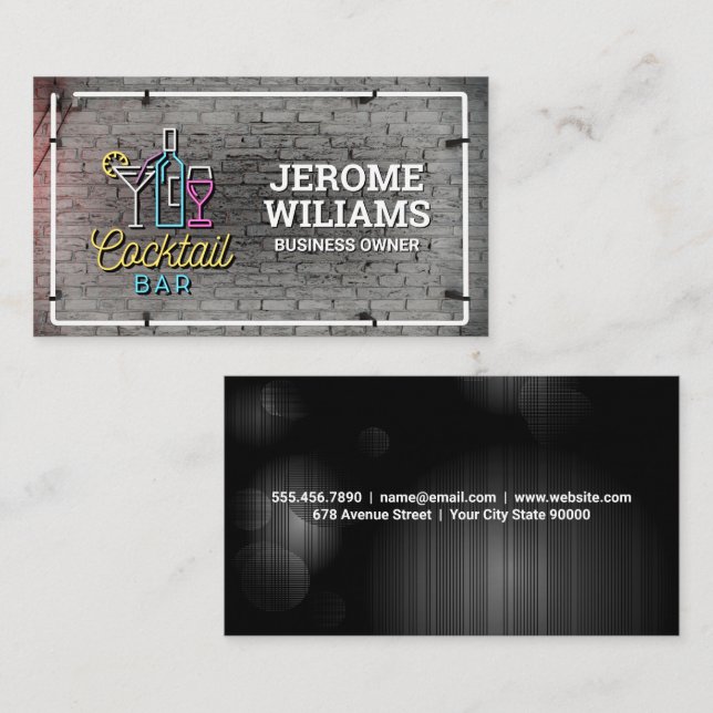 Neon Lights | Brick Wall Business Card (Front/Back)