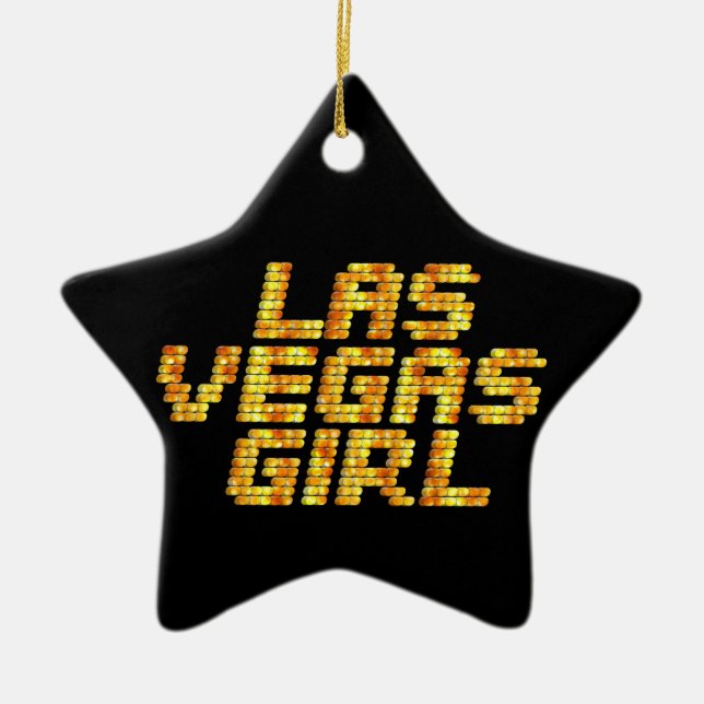 Neon Lights - Las Vegas Girl Ceramic Tree Decoration (Front)