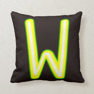 Neon lights letter W Cushion