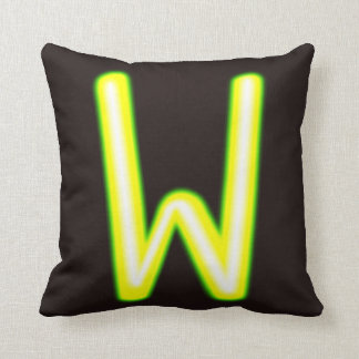 Neon lights letter W Cushion