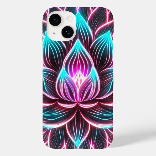 Neon Lights Lotus Flower Awakening Reiki Magic  Case-Mate iPhone Case (Back)