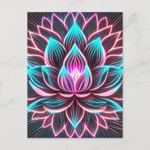 Neon Lights Lotus Flower Awakening Reiki Magic  Postcard