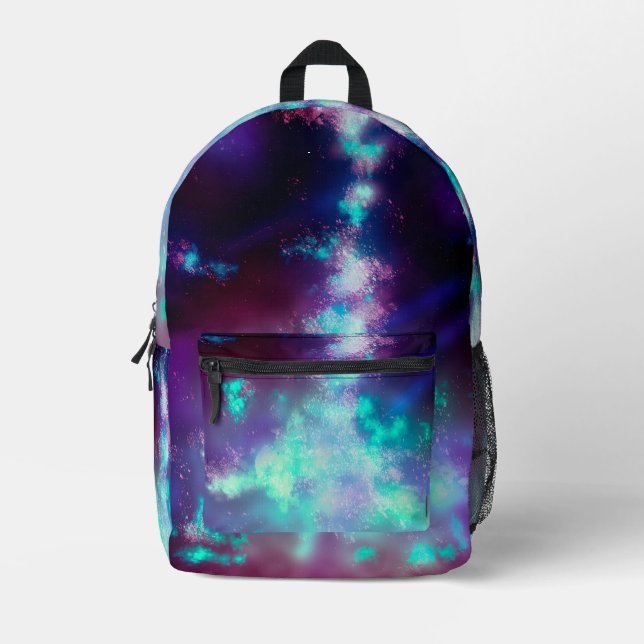 Neon Lights Night Sky  Printed Backpack (Front)