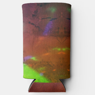 neon lights on cracked rock surface seltzer can cooler