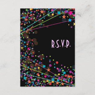 Neon Lights Sweet 16 Club Party RSVP Response Card
