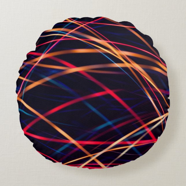 Neon lights texture with long exposure.abstract, a round cushion (Front)