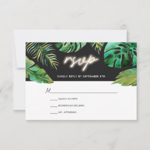 Neon Lights   Tropical Wedding RSVP Card