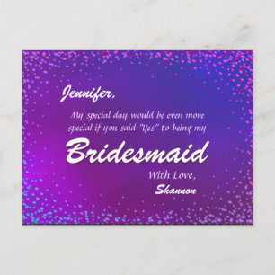Neon Lights - Will You Be My Bridesmaid? Invitation Postcard