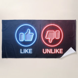 Neon Like Unlike Retro Social Media Beach Towel