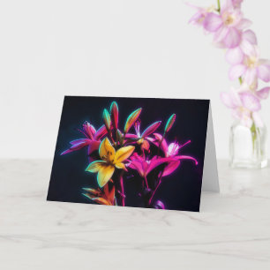 Neon Lily Garden Art Note Card