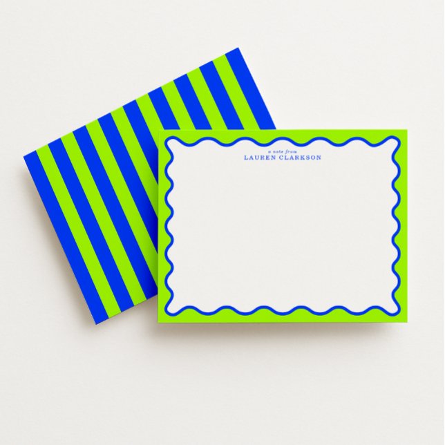 Neon Lime & Electric Blue Wavy Note Card (Creator Uploaded)