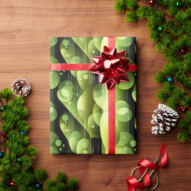 Neon Lime Green Bubble Pattern Wrapping Paper (Holiday Gift)