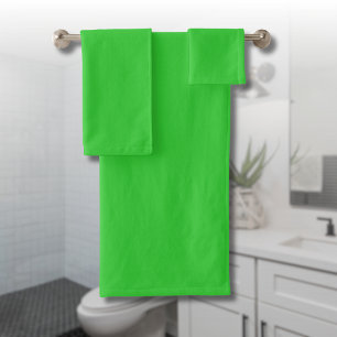 Neon Lime Green Solid Colour   Classic Bath Towel Set