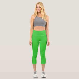 Neon Lime Green Solid Colour   Classic Capri Leggings