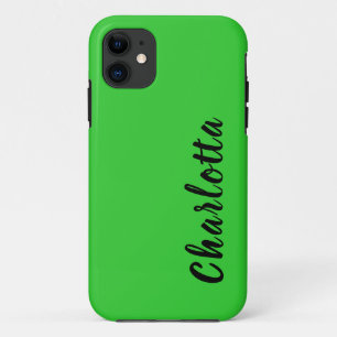 Neon Lime Green Solid Colour   Custom Personalise iPhone 11 Case