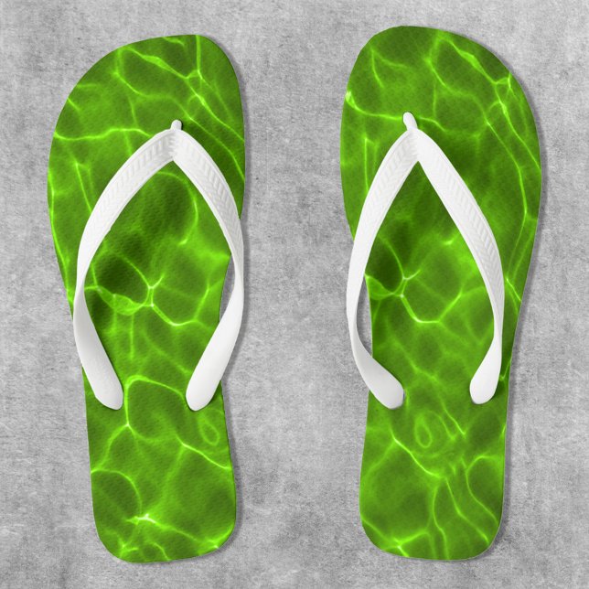 Neon Lime Green Swimming Pool Flip Flops (Funny Green Water Swimming Pool Photo Flip Flops)