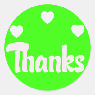 Neon Lime Green Thank You Hearts Greeting Stickers