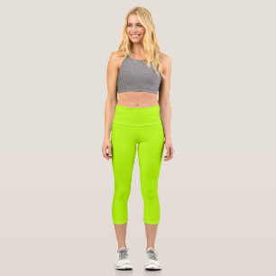Neon Lime Solid Colour   Classic Capri Leggings