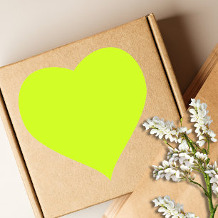 Neon Lime Yellow Solid Colour Classic Elegant Heart Sticker