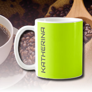 Neon Lime Yellow Solid Colour    Personalised  Coffee Mug