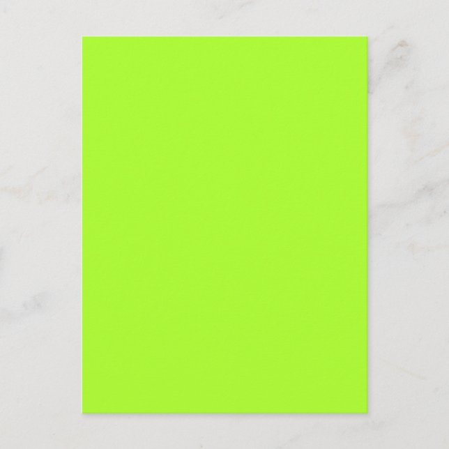 Neon Limeade Yellow Green Solid Colour Background Postcard (Front)