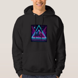 Neon Line Mountain – Futuristic Extended Glow Hoodie