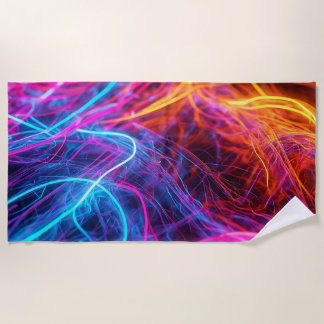 Neon Lines Beach Towel