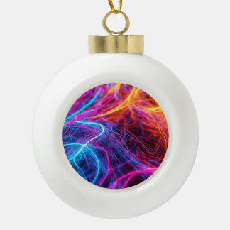 Neon Lines Ceramic Ball Christmas Ornament