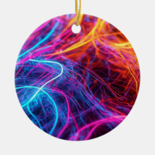 Neon Lines Ceramic Tree Decoration
