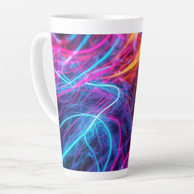 Neon Lines Latte Mug (Left Angle)