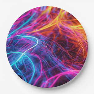 Neon Lines Paper Plate