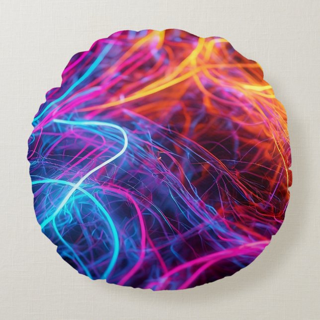 Neon Lines Round Cushion (Front)