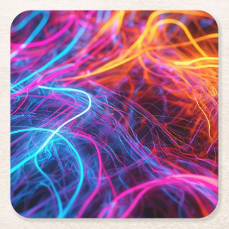Neon Lines Square Paper Coaster