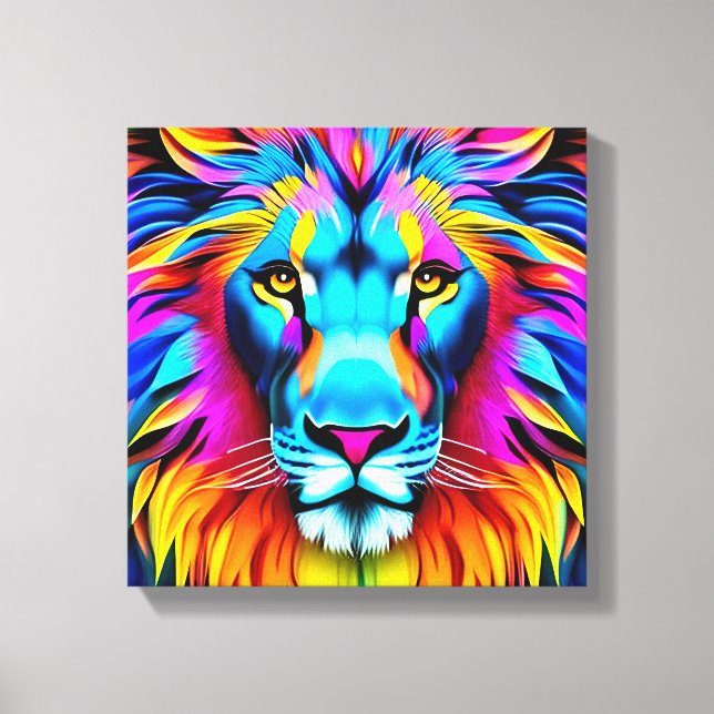 Neon Lion - Motivational Pop Art  Canvas Print (Front)