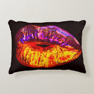 Neon lips decorative cushion