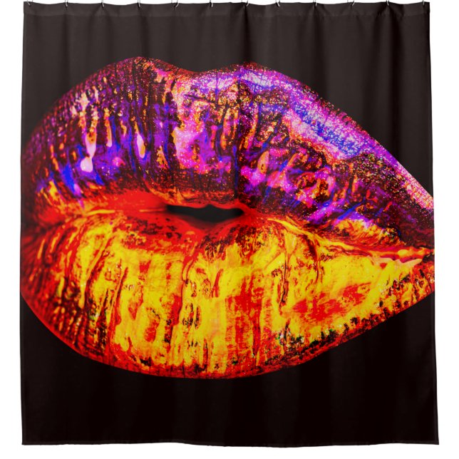 Neon lips shower curtain (Front)