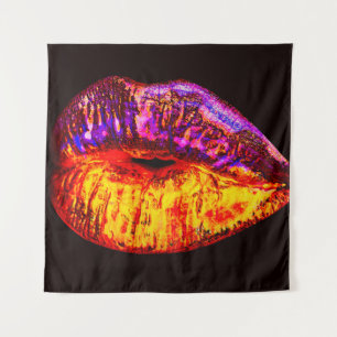 Neon lips tapestry