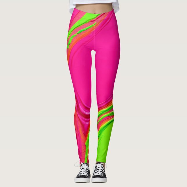 Neon Liquid Paint Dance Leggings (Front)