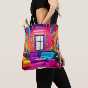 Neon Living Room Bold Colours Tote Bag