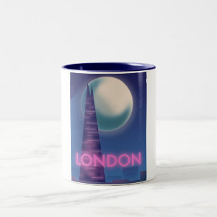 Neon London travel poster Two-Tone Coffee Mug