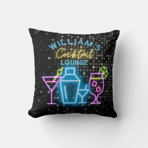 Neon Look Retro Cocktail Lounge Bar Cushion