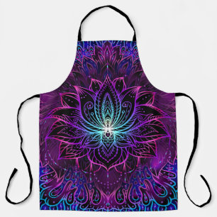 Neon Lotus Flower Boho Print Apron