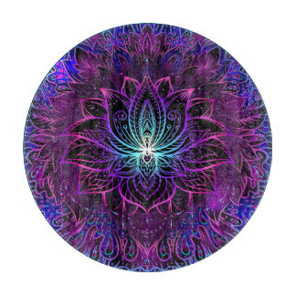 Neon Lotus Flower Boho Print Cutting Board