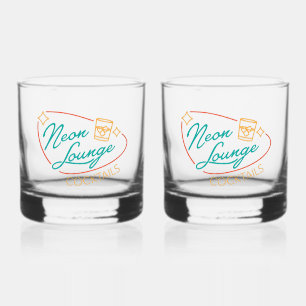 Neon Lounge Cocktails Rocks Glass Set