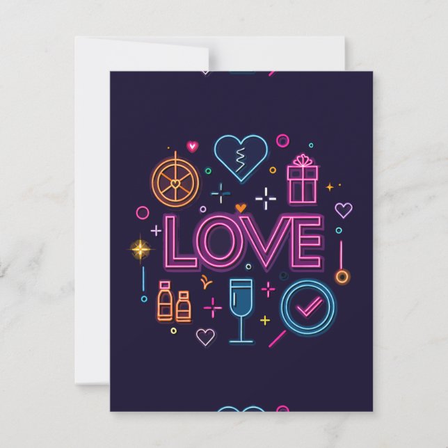Neon Love RSVP Card (Front)
