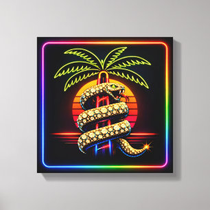 Neon Lux Miami Nights Diamond encrusted snake Canvas Print