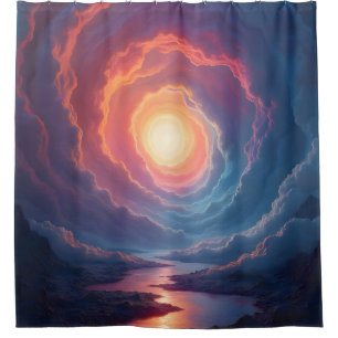 Neon Maelstrom – Ethereal Cloud Spiral Neon Shower Curtain