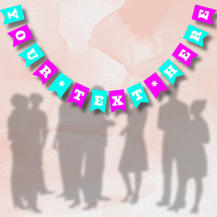 Neon Magenta and Turquoise Solid Colour   Custom Bunting