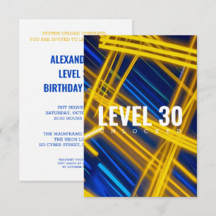 Neon Magenta Cyan Cyberpunk Light Trails Abstract Invitation